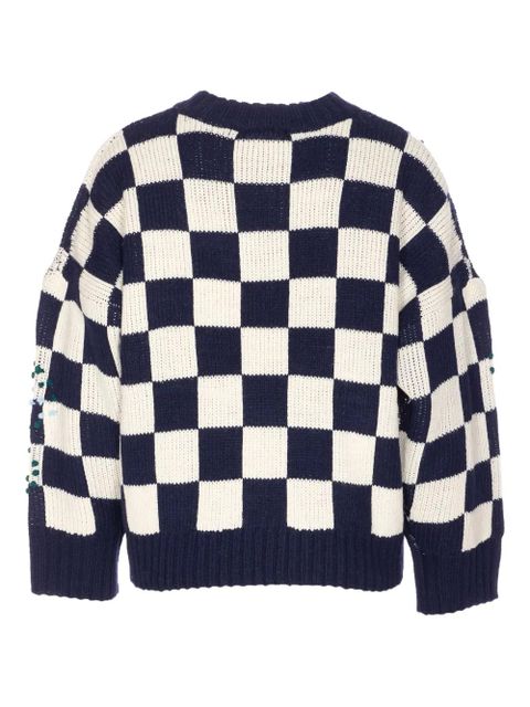 Essentiel Antwerp embroidered check sweater - Blue