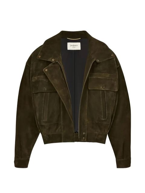 Saint Laurent pocket suede jacket - Green