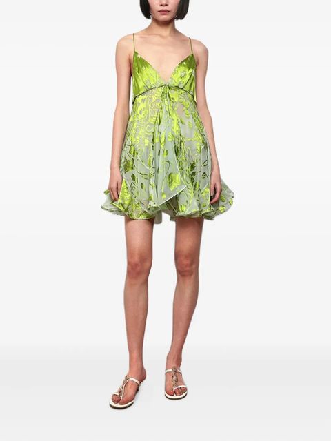 Christopher Esber burnout floral-print mini dress - Green - zdjęcie produktu nr 2