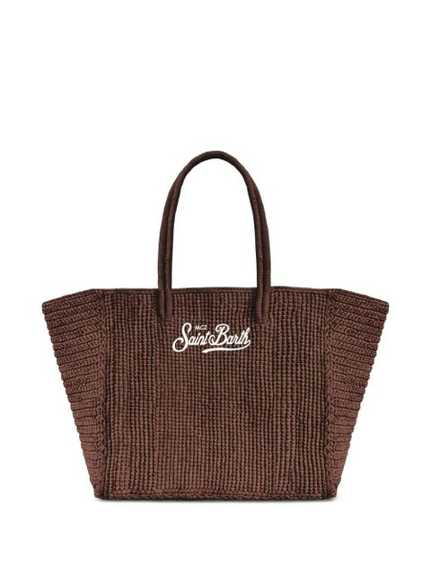 MC2 Saint Barth logo-embroidered raffia tote bag - Brown - zdjęcie produktu nr 1