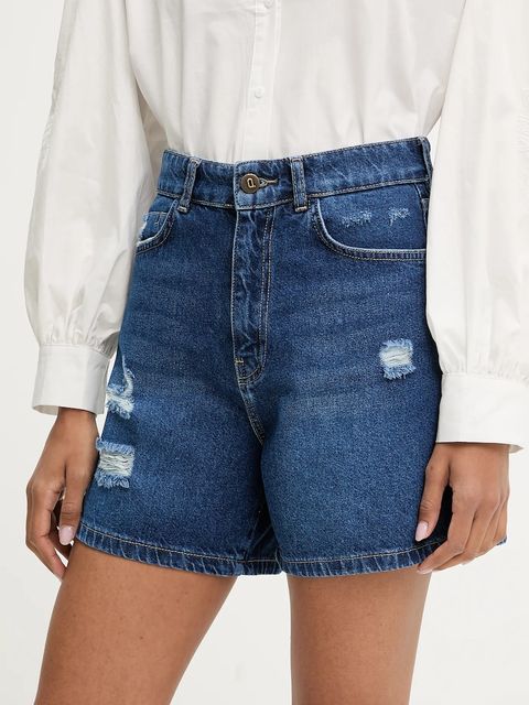 Answear.LAB szorty jeansowe damskie kolor granatowy gładkie high waist - zdjęcie produktu nr 1