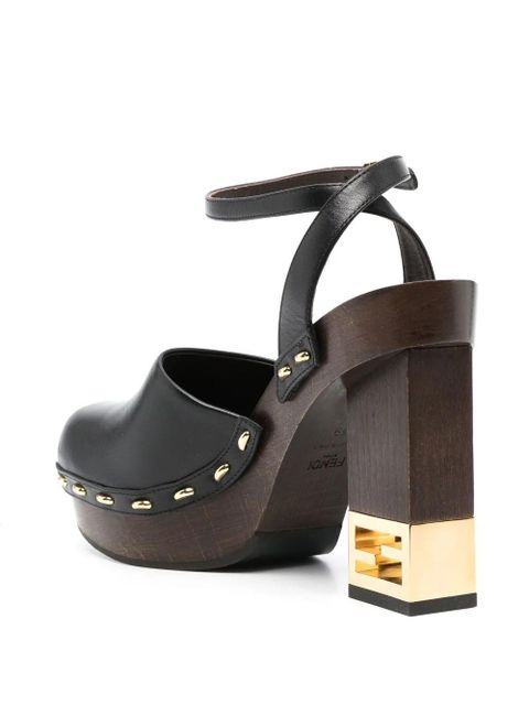FENDI Baguette Show leather high-heeled clogs - Black