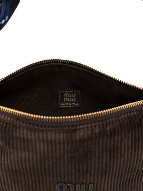 Miu Miu corduroy logo shoulder bag - Brown