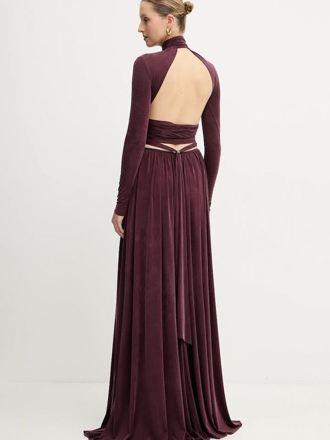 Elisabetta Franchi sukienka kolor bordowy maxi rozkloszowana ABR1656E2