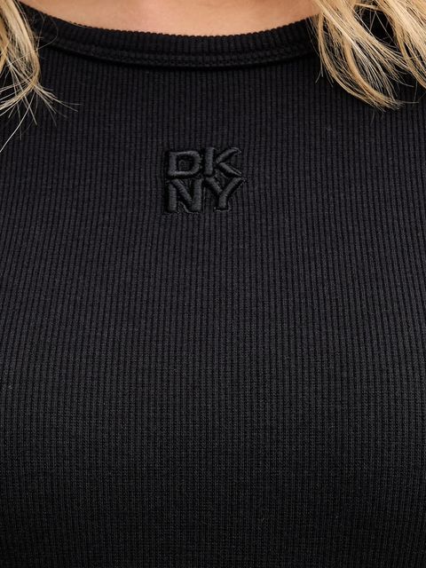 Dkny sukienka kolor czarny midi rozkloszowana DJ5D9113