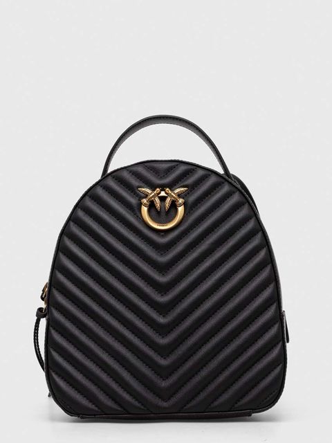 Pinko plecak skórzany damski kolor czarny mały z aplikacją 102530.A1J2 - zdjęcie produktu nr 1