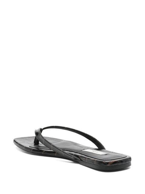 TOTEME crocodile-embossed flip flops - Brown