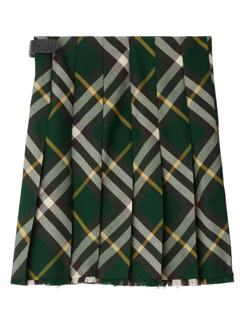 Burberry check-pattern wool skirt - Green