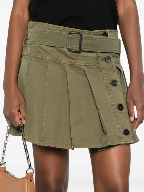 Alexander McQueen pleated-belted mini skirt - Green