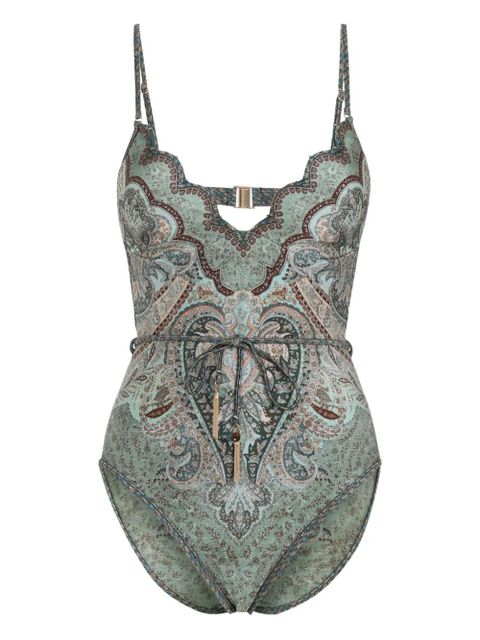ZIMMERMANN Wanderlust scalloped paisley swimsuit - Green - zdjęcie produktu nr 1