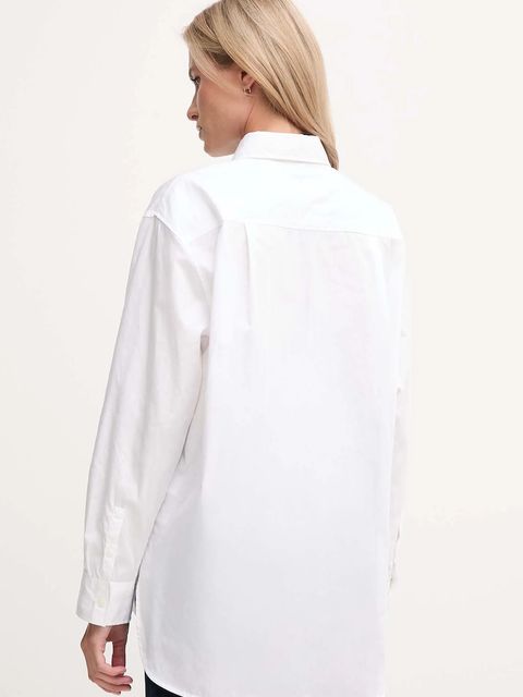 Calvin Klein Jeans koszula bawełniana damska kolor biały relaxed z kołnierzykiem klasycznym LV044D167G