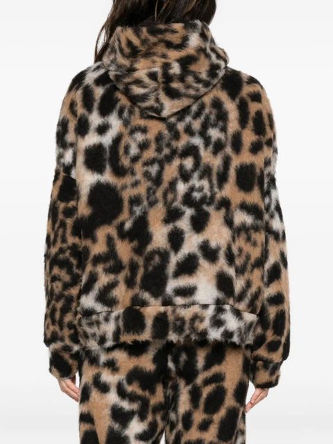 GCDS hooded animal-print sweater - Brown