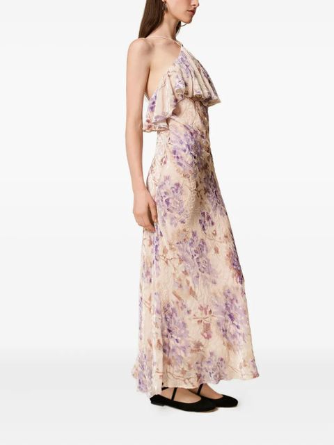 TWINSET floral-pattern velvet dress - Neutrals