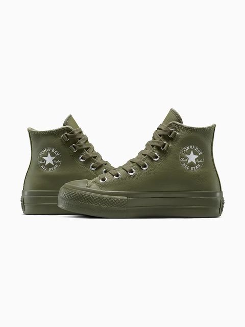 Converse trampki skórzane Chuck Taylor All Star Lift kolor zielony A12968C