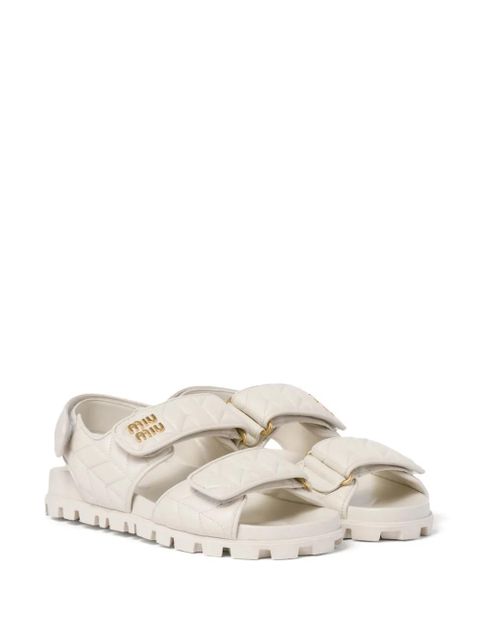 Miu Miu matelassé logo-plaque sandals - Neutrals