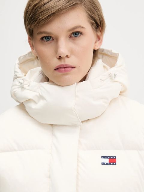 Tommy Jeans kurtka puchowa kolor beżowy zimowa oversize DW0DW21624