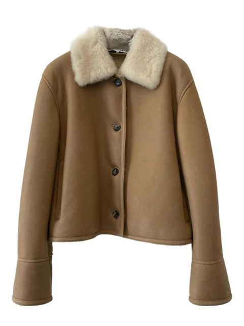 LOEWE shearling-collared buttoned jacket - Brown - zdjęcie produktu nr 1