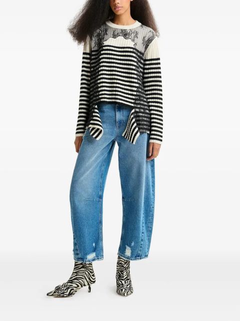 Essentiel Antwerp Insane lace-insert striped sweater - Black