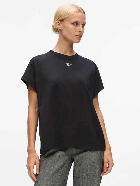 Karl Lagerfeld t-shirt bawełniany damski kolor czarny A4W17039