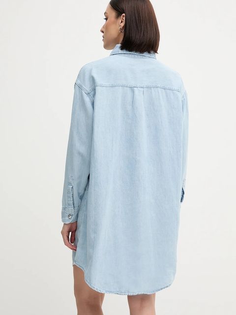 Calvin Klein Jeans sukienka z domieszką lnu kolor niebieski mini oversize J20J225172