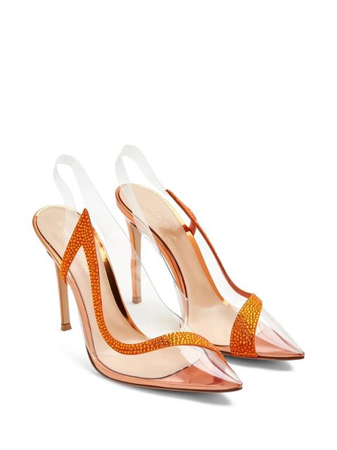 Gianvito Rossi 105mm Hortensia crystal-embellished pumps - Orange