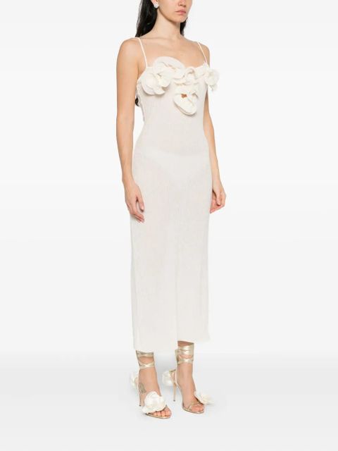 Magda Butrym floral-appliqué midi dress - Neutrals