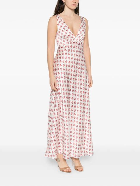 Maje floral V-neck maxi dress - White