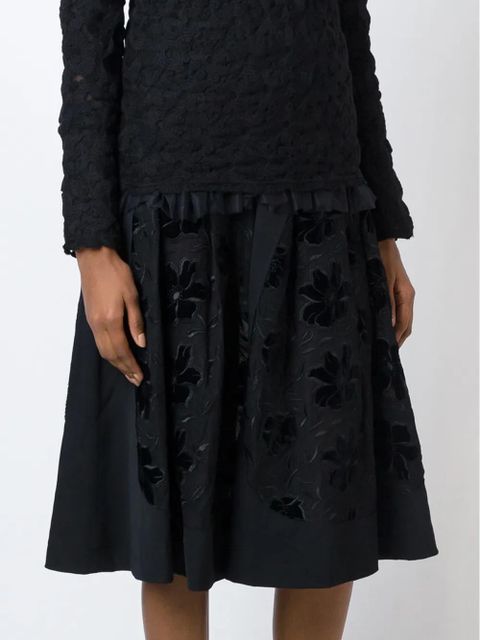 Comme Des Garçons embroidered flared skirt - Black