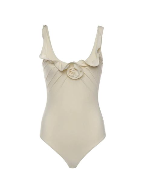 Magda Butrym ruffled floral swimsuit - Neutrals - zdjęcie produktu nr 1
