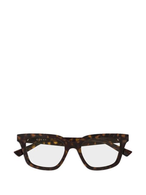 Gucci Eyewear tortoiseshell-effect rectangle-frame glasses - Brown - zdjęcie produktu nr 1