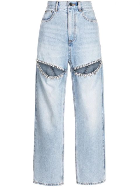 AREA crystal-embellished straight-leg jeans - Blue - zdjęcie produktu nr 1