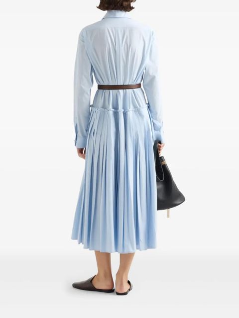 Prada pleated poplin dress - Blue