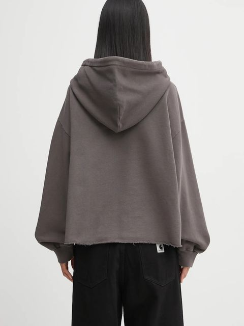 MM6 Maison Margiela bluza bawełniana damska kolor szary z kapturem z aplikacją S62GU0142.M25024.810 - zdjęcie produktu nr 2