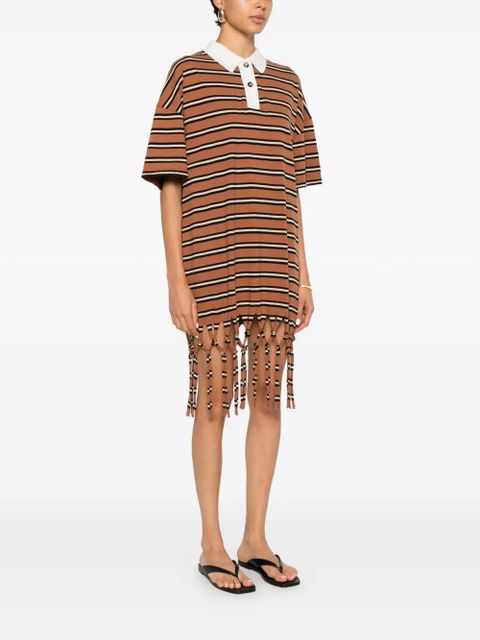 Nanushka Benigna fringed striped mini dress - Brown