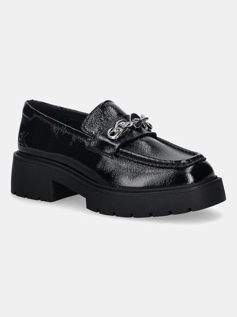 Calvin Klein mokasyny skórzane CHUNKY LOAFER HDW LTH damskie kolor czarny na platformie YW0YW02044 - zdjęcie produktu nr 1