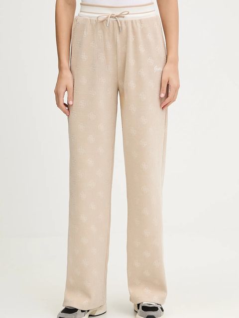 Guess spodnie dresowe PAULINA damskie kolor beżowy wzorzyste V5BB00 K1902 - zdjęcie produktu nr 1