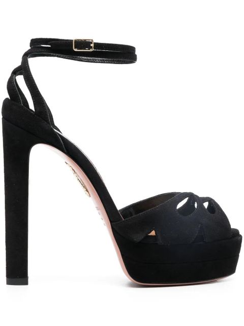 Aquazzura 140mm suede platform sandals - Black - zdjęcie produktu nr 1