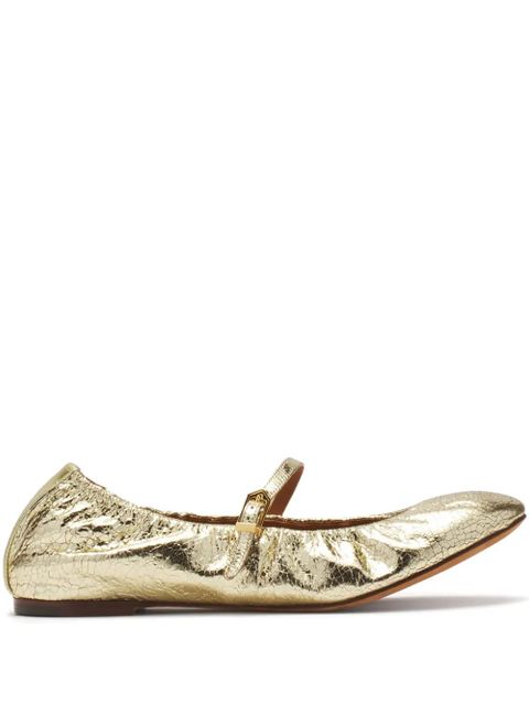 Lanvin logo-tag leather ballerinas - Gold - zdjęcie produktu nr 1