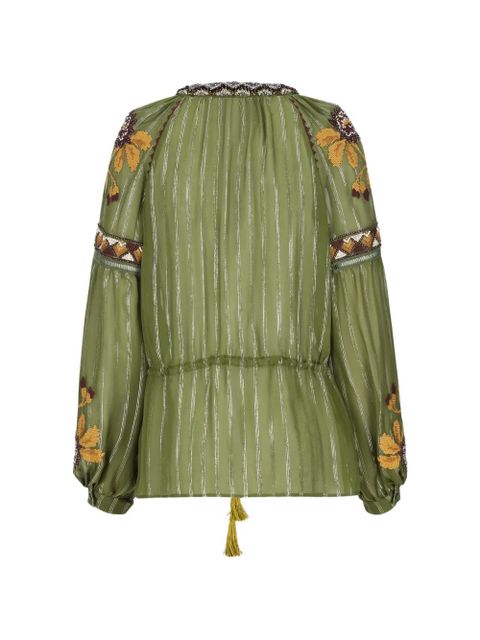 Valentino Garavani floral bead-embellished blouse - Green - zdjęcie produktu nr 2