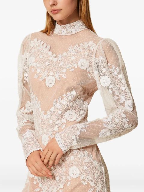 TWINSET floral-lace tulle mini dress - White