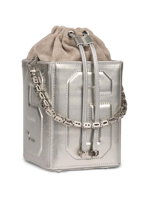 GCDS logo-embossed shoulder bag - Silver