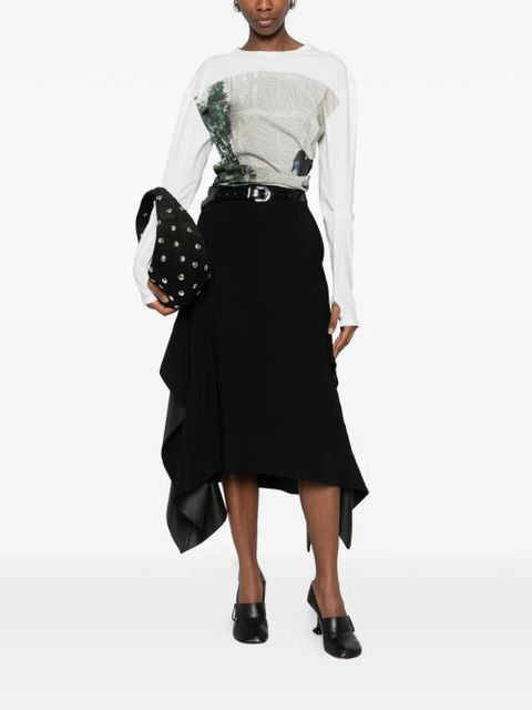 LOEWE belt-loops leather-details midi skirt - Black - zdjęcie produktu nr 2