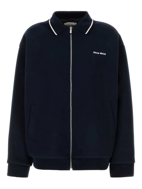 Miu Miu polo-collar zip-up jacket - Blue - zdjęcie produktu nr 1