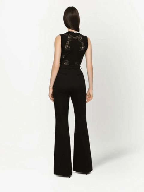 Dolce & Gabbana lace-panel cashmere-silk jumper - Black