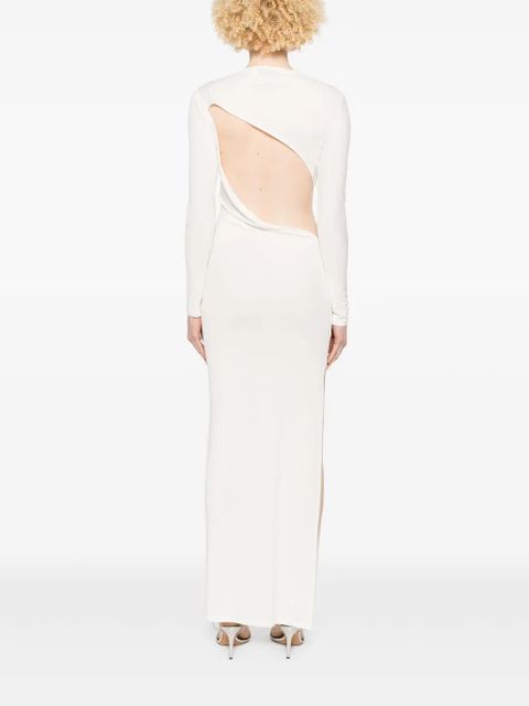 Self-Portrait gathered jersey maxi dress - White