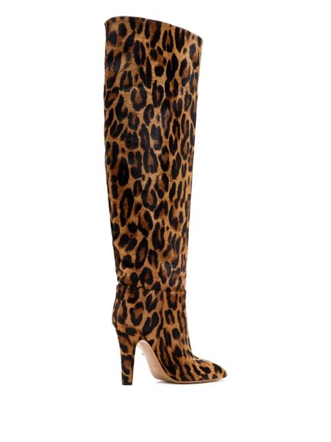Paris Texas Elsa leopard heeled boots - Brown
