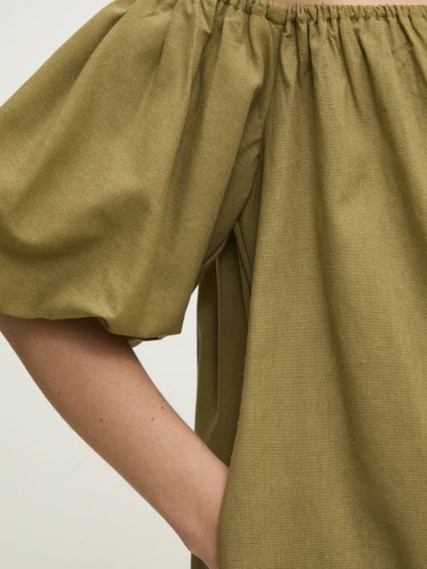 Answear.LAB sukienka z lnem kolor zielony mini oversize