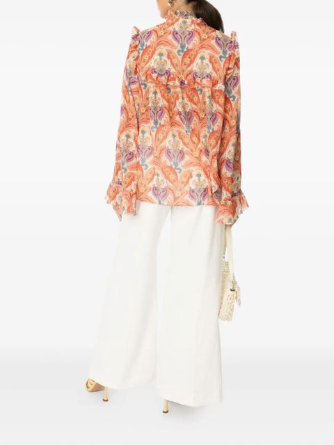 ETRO ruffle-detailed floral blouse - Pink