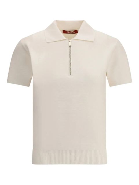 Max Mara Teti zip ribbed polo top - Neutrals - zdjęcie produktu nr 1