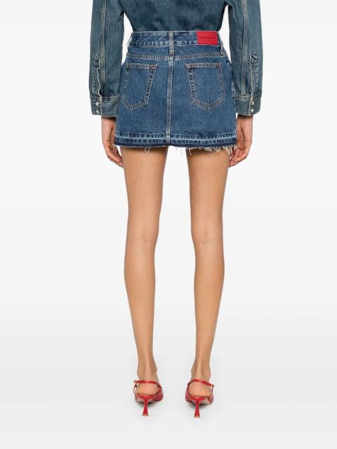 Alessandra Rich stud-embellished denim mini skirt - Blue
